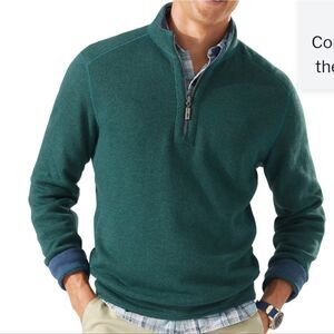 Tommy Bahama Flipshore Reversible 1/2-Zip Pullover Size Large in Green & Blue